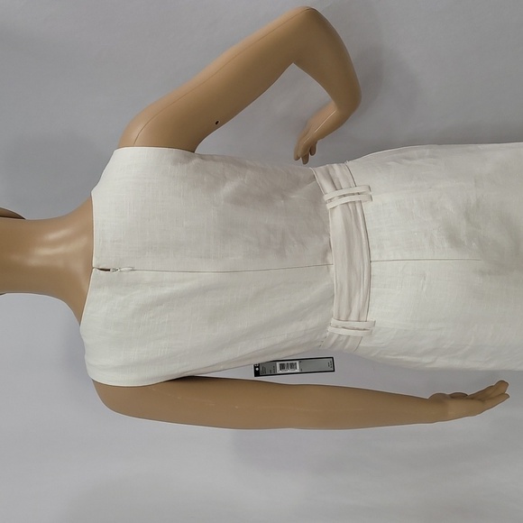 TAHARI Asl Linen Front Button Wide Leg Ivory Jumpsuit - Picture 12 of 17